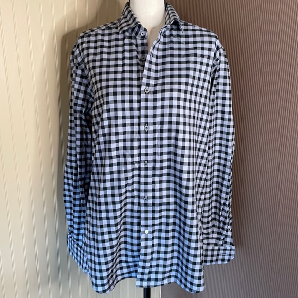 Robert graham black/gray casual button Down plaid shirt tailored fit - Picture 1 of 8